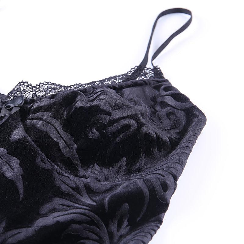 Gothic Floral Skull Lace Girdle Skirt, Charming Sleeveless Dress For Women - Wonder Skull