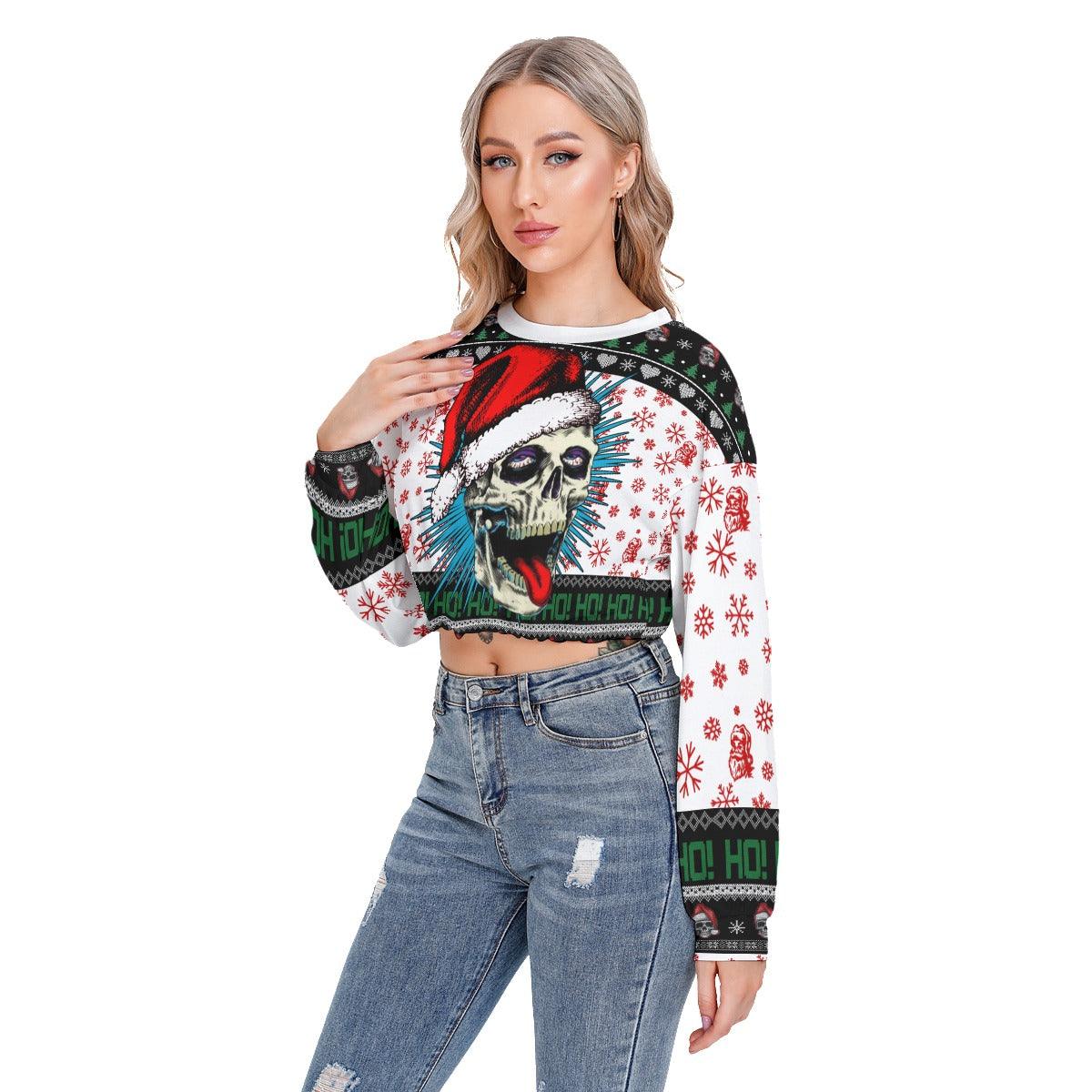 Skull Ugly Long Sleeve Sweatshirt With Hem Drawstring - Wonder Skull