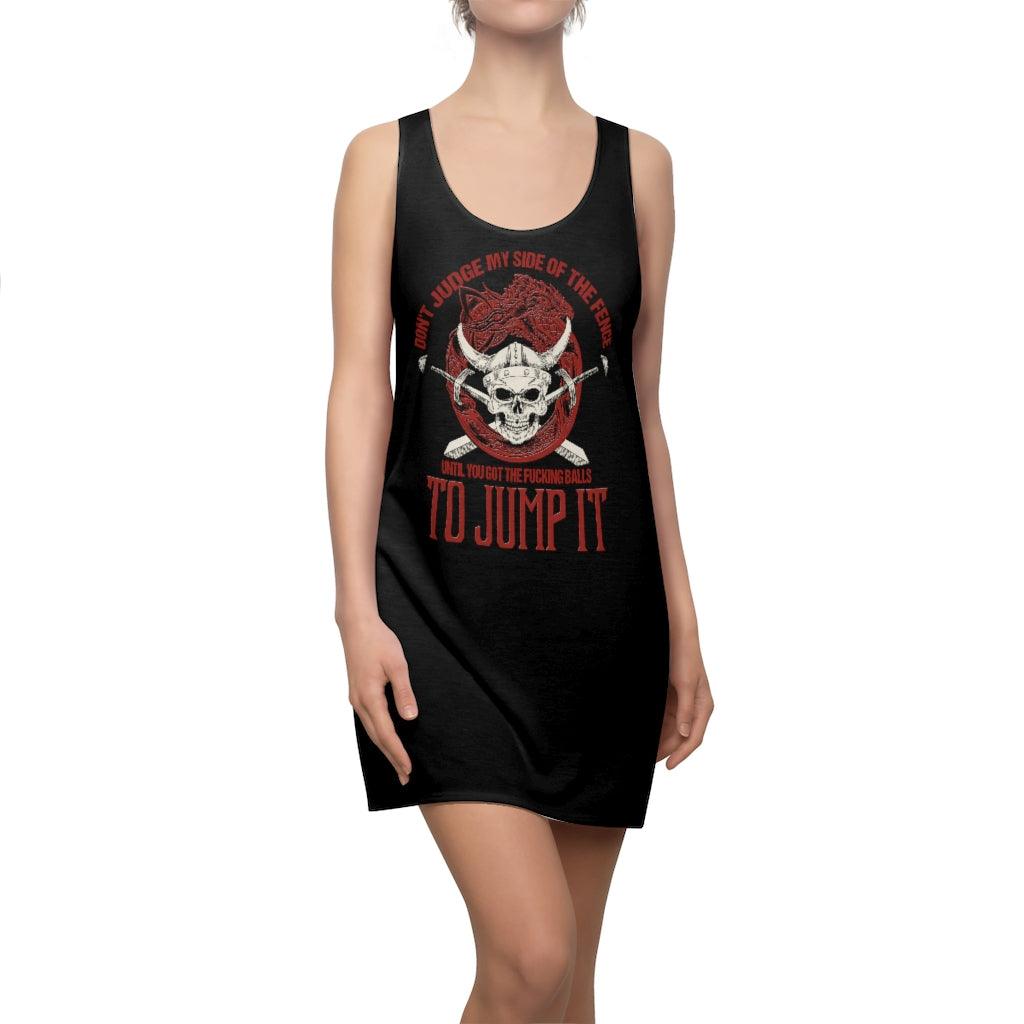 Gothic Skull Cats Women's Cut & Sew Racerback Dress - Wonder Skull