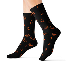 Horror Pumpkin Halloween Sublimation Socks - Wonder Skull
