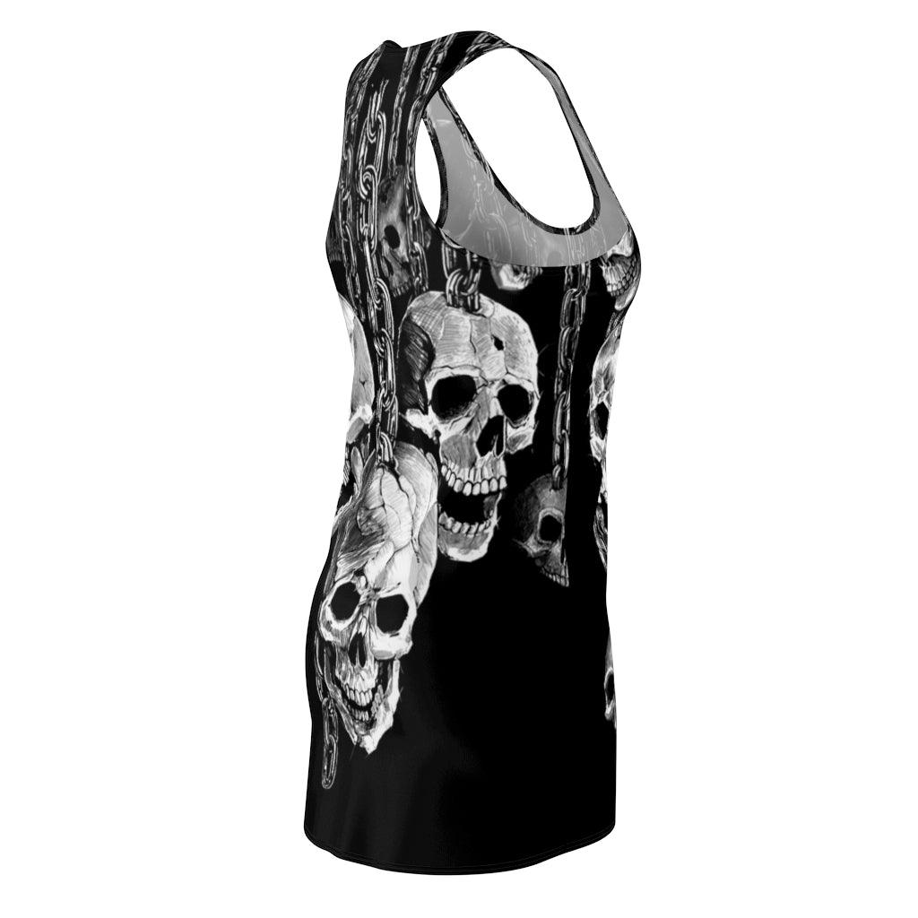 Skull With Iron Chain Women's Cut & Sew Racerback Dress - Wonder Skull