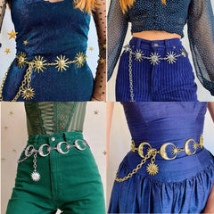 Multi Selection Sun Moon Belt, Beautiful Golden And Silver Accesories For Women - Wonder Skull