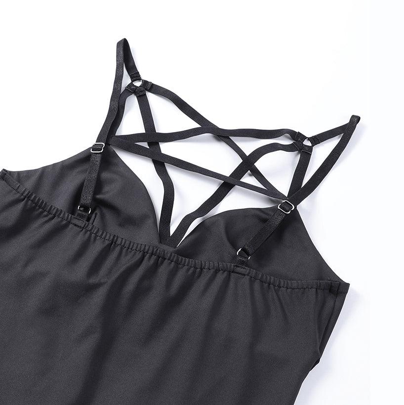 Gothic Pentagram One Piece, Backless Swimsuit For Women - Wonder Skull