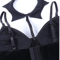 Gothic Velvet Bat Corset, Sexy Spaghetti Crop Top For Women - Wonder Skull