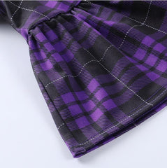 Gothic Double-Layer Short Skirt, Lace-up Eyelet Check Bottom Clothes For Women - Wonder Skull