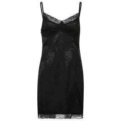 Goth Aesthetic Mini Dress, V Neck Sexy Bottom For Women - Wonder Skull