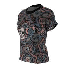 Skull Girl Caricature All Over Print T-shirt For Women - Wonder Skull