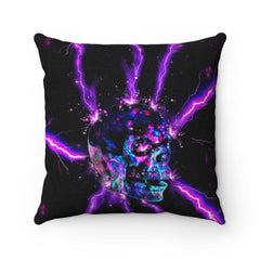 Purple Lightning Skull Spun Polyester Square Pillow - Wonder Skull