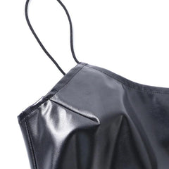 Witchy Gothic Leather Dress, Sexy Lace Flare Sleeve For Women - Wonder Skull