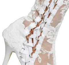 Over Knee Stiletto Boots, Beautiful Tie Side Bridal High Heel For Women - Wonder Skull