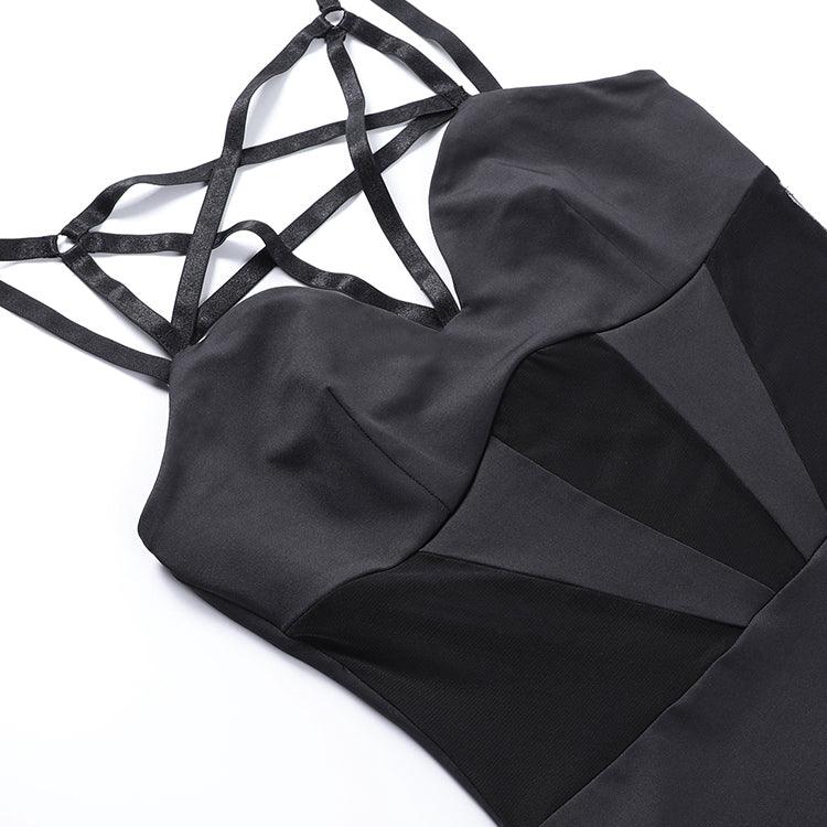 Gothic Pentagram One Piece, Backless Swimsuit For Women - Wonder Skull