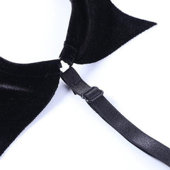 Gothic Velvet Bat Corset, Sexy Spaghetti Crop Top For Women - Wonder Skull