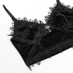 Gothic Velvet 2 Piece Sleepwear, Sexy Sleeveless Croptop & Short Bottom For Women - Wonder Skull