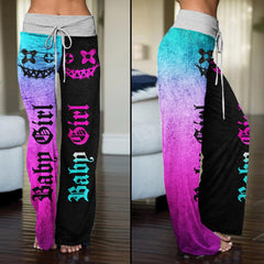 Color Block Skull Smile High-Waisted Wide leg pants - Wonder Skull