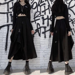 Gothic Long Skirt, Attractive Ruffle Bottom Wear For Women - Wonder Skull