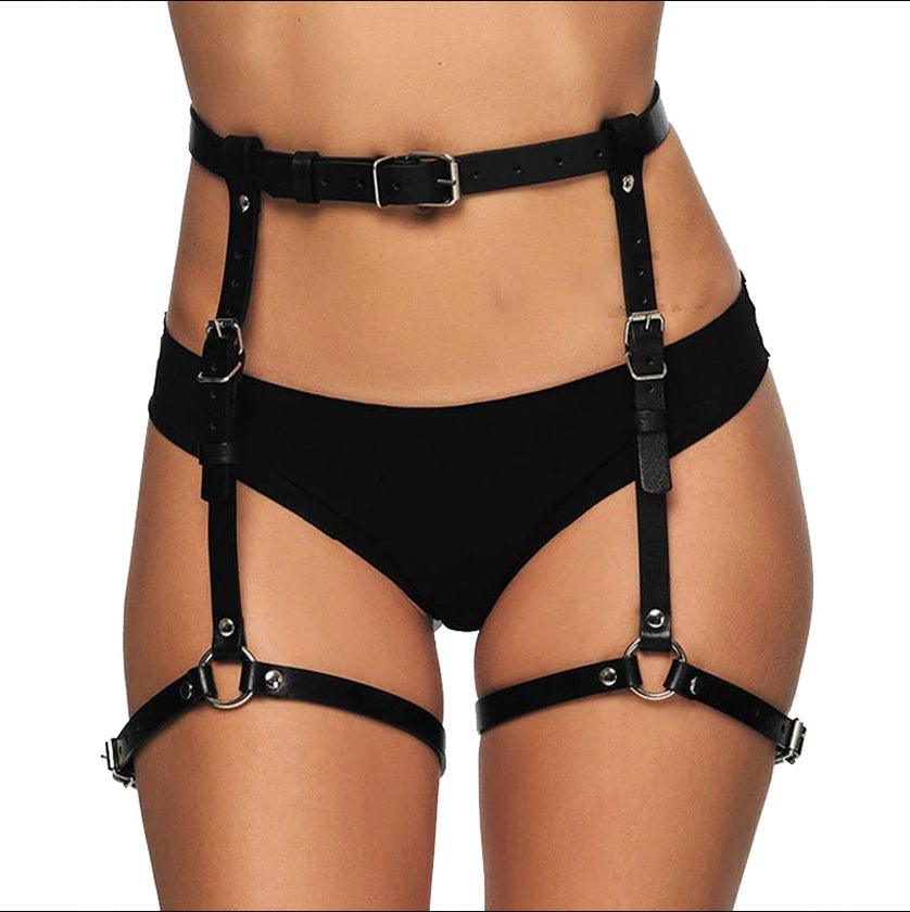 Punk Gothic Black Leather Sword Belt, Sexy Leg Waist Garter For Women - Wonder Skull