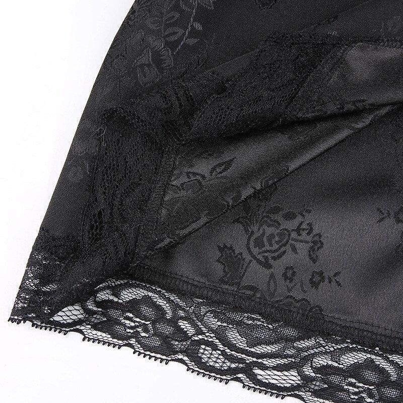 Goth Aesthetic Mini Dress, V Neck Sexy Bottom For Women - Wonder Skull