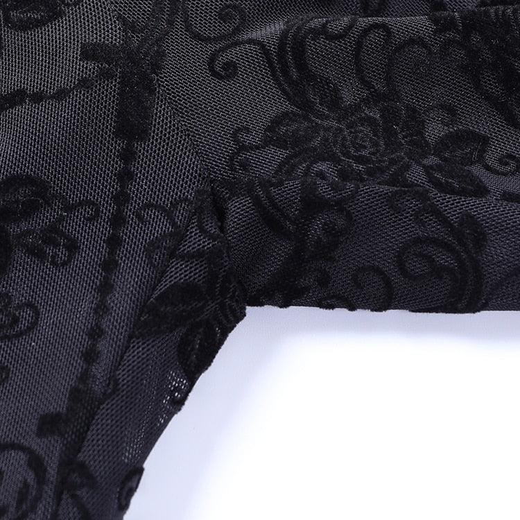 Gothic Floral Flare, Sexy See Through Wide Pants For Women - Wonder Skull