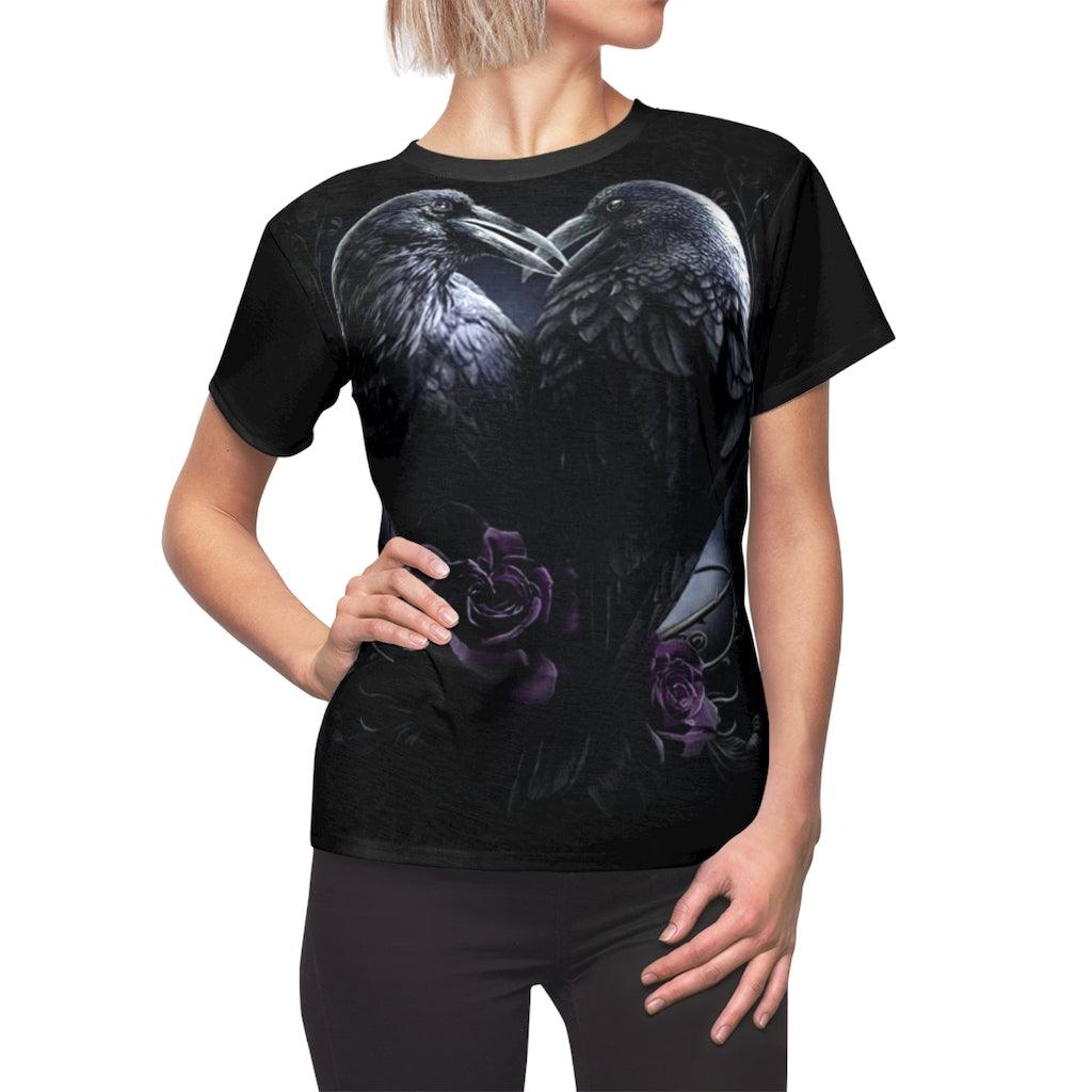Raven Heart All Over Print T-shirt For Women - Wonder Skull