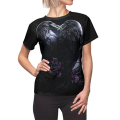 Raven Heart All Over Print T-shirt For Women - Wonder Skull