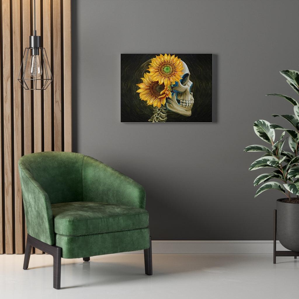 Skeleton With Sunflower Canvas Gallery Wraps - Wonder Skull