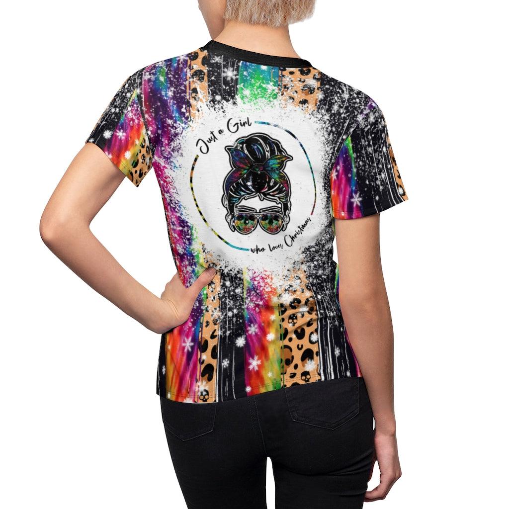 Just A Girl Who Loves Christmas All Over Print T-shirt For Women - Wonder Skull
