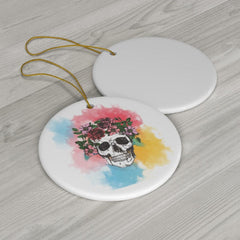 Watercolor Skull Wearth Ceramic Ornaments - Wonder Skull