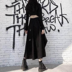Gothic Long Skirt, Attractive Ruffle Bottom Wear For Women - Wonder Skull