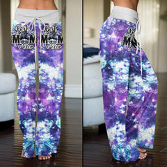 Purple Cloud Skull Mom High-waisted Wide Leg Pants - Wonder Skull