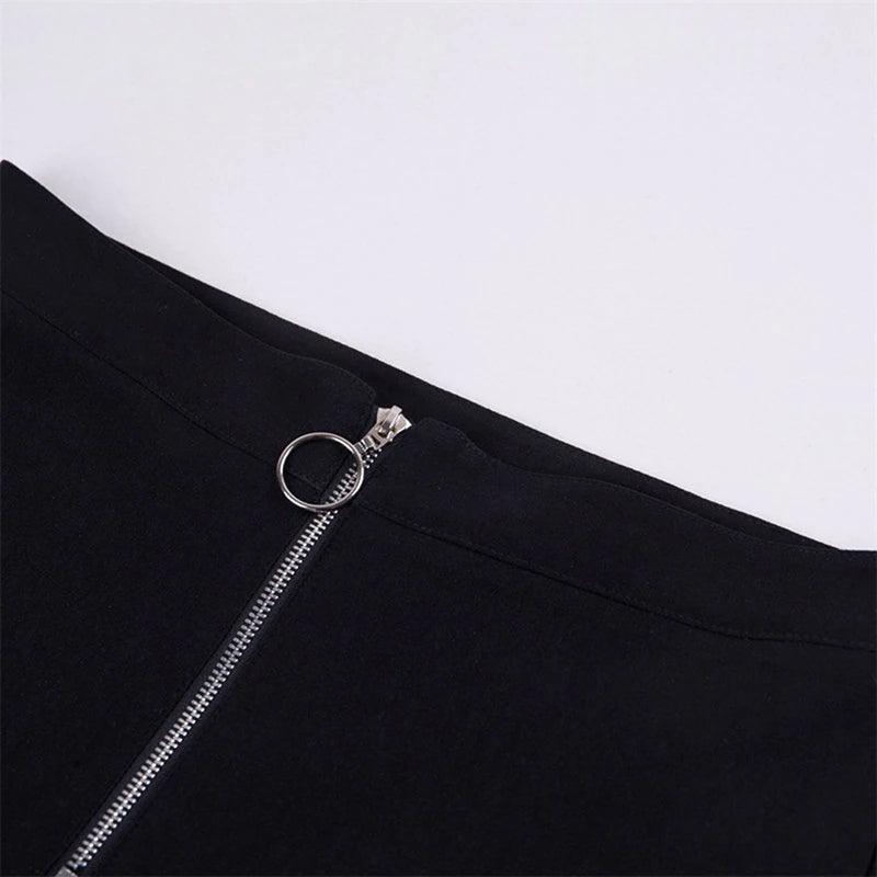 Gothic Petagram Cutout High Waist Tights, Sexy Zipper Leggings For Women - Wonder Skull