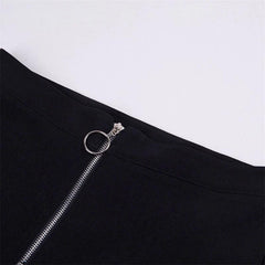 Gothic Petagram Cutout High Waist Tights, Sexy Zipper Leggings For Women - Wonder Skull