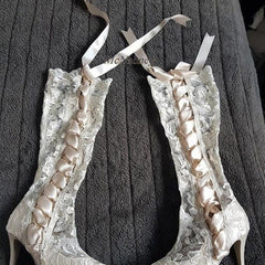 Over Knee Stiletto Boots, Beautiful Tie Side Bridal High Heel For Women - Wonder Skull