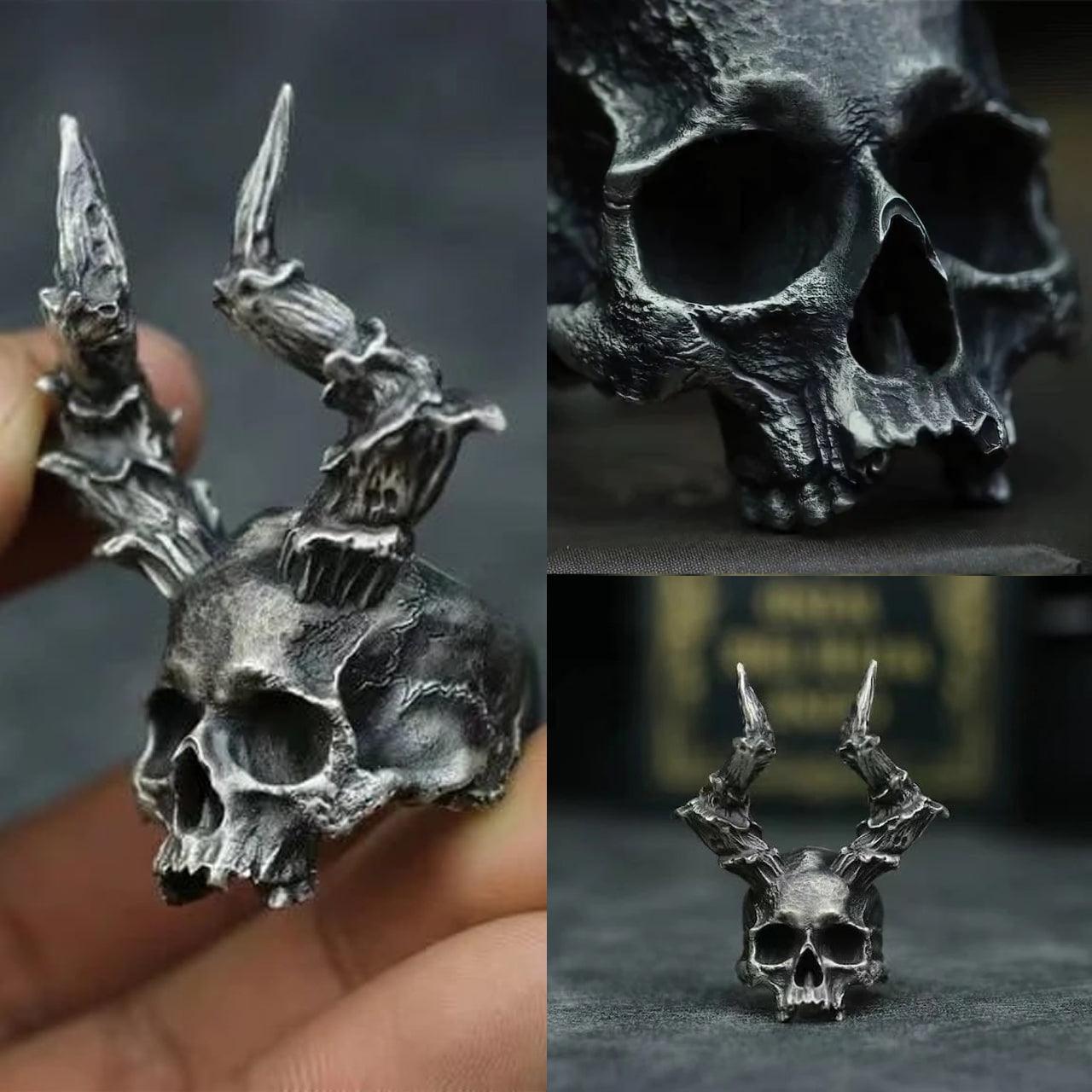 Horned Skull Ring, Badass Devil Gothic Band Ring - Wonder Skull