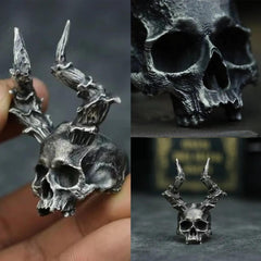 Horned Skull Ring, Badass Devil Gothic Band Ring - Wonder Skull