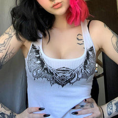 Punk Gothic Sleeveless Tank Top, Sexy NightClub Corset For Women - Wonder Skull