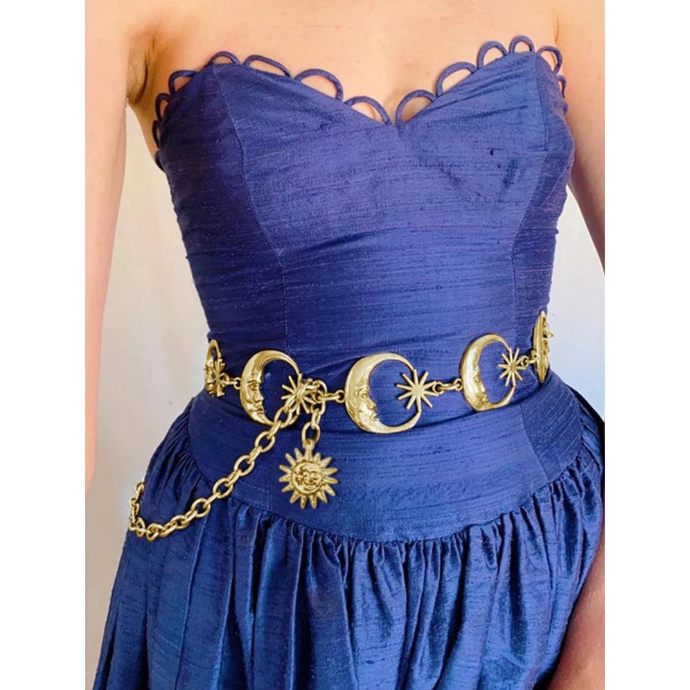 Multi Selection Sun Moon Belt, Beautiful Golden And Silver Accesories For Women - Wonder Skull