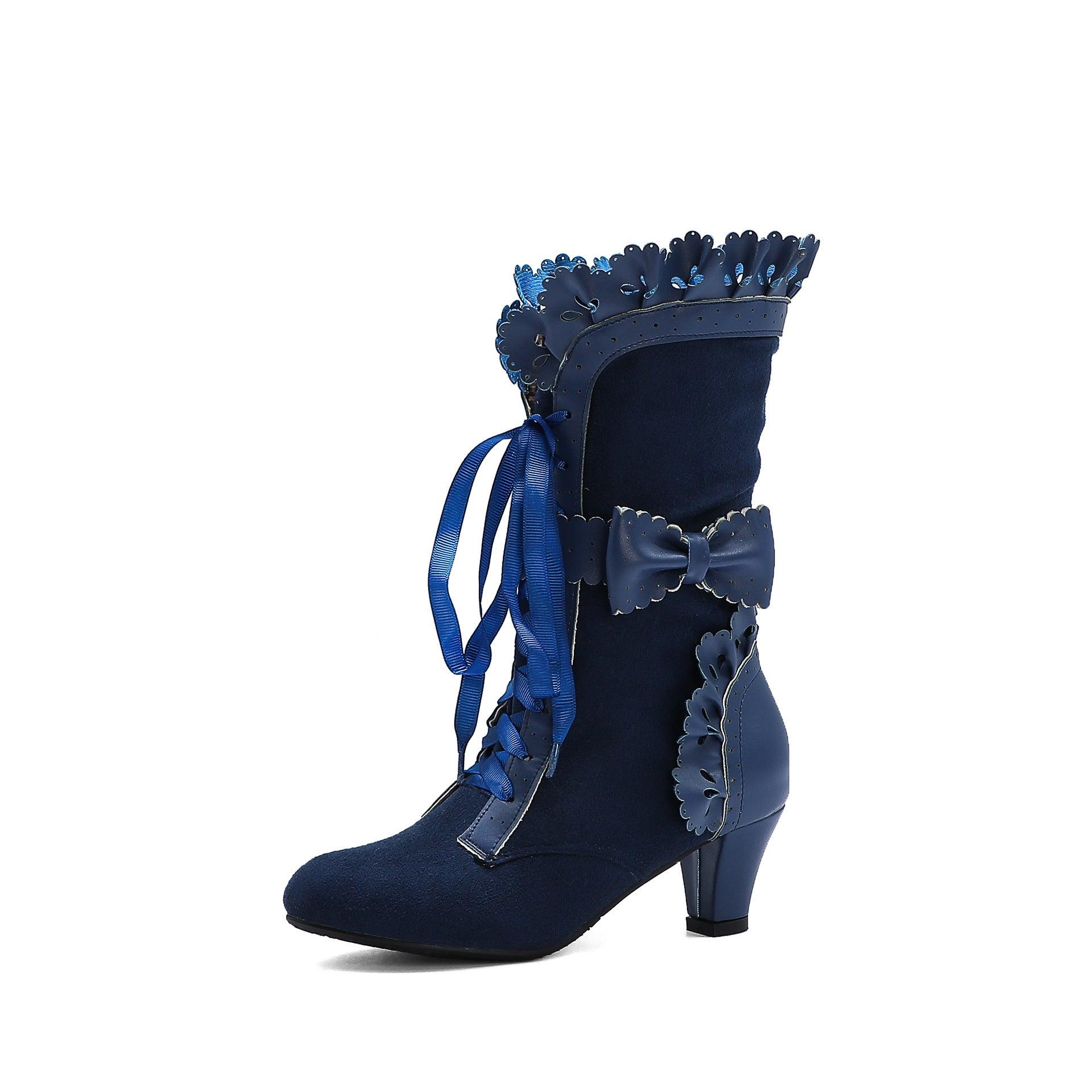 Victorian Lace-up Plus Boots, Adorable High Heel For Women - Wonder Skull