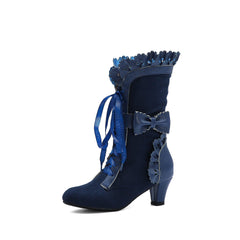 Victorian Lace-up Plus Boots, Adorable High Heel For Women - Wonder Skull