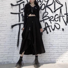 Gothic Long Skirt, Attractive Ruffle Bottom Wear For Women - Wonder Skull