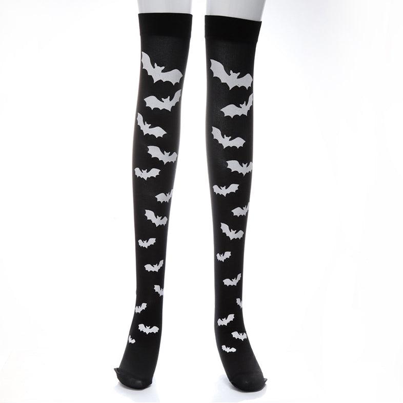 Gothic Skull Bat Spider Socks Collection, Sexy Over Knee Tights For Women - Wonder Skull