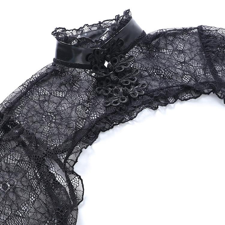 Witchy Gothic Leather Dress, Sexy Lace Flare Sleeve For Women - Wonder Skull