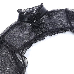 Witchy Gothic Leather Dress, Sexy Lace Flare Sleeve For Women - Wonder Skull