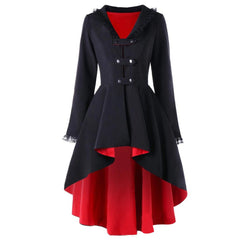Gothic Asymmetrical Coat, Warmest Long Sleeve Outwear For Women - Wonder Skull