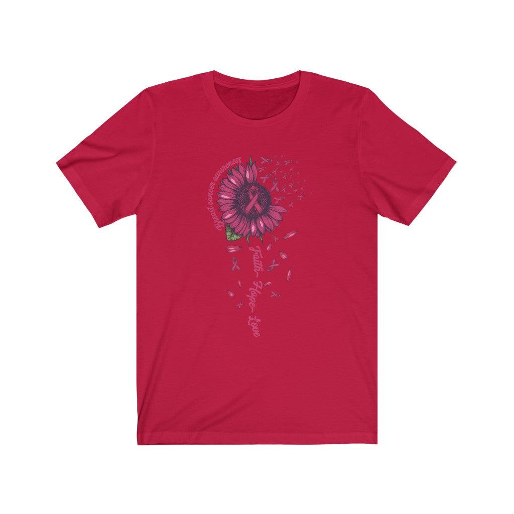 Sunflower Breast Cancer Awareness Faith Hope Love T-Shirt - Wonder Skull