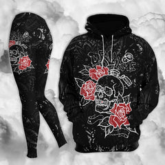 Gothic Skull Rose Combo Hoodie and Leggings - Wonder Skull