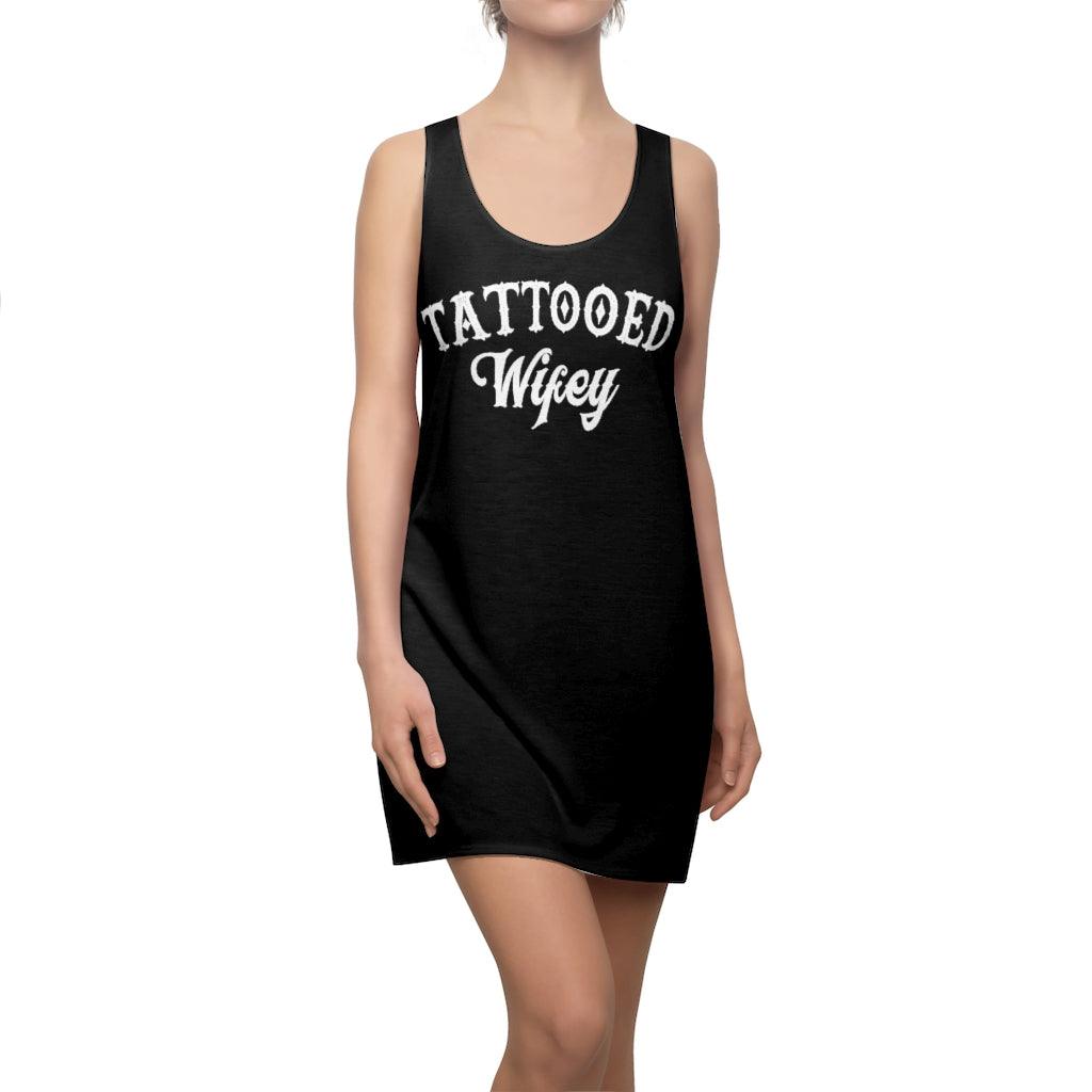 Tattooed Wifey Women's Cut & Sew Racerback Dress - Wonder Skull