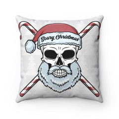 Christmas Skull And Candy Canes Spun Polyester Square Pillow - Wonder Skull