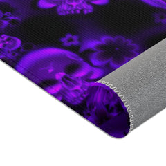 Skull Gothic Dark Purple Flowers Area Rugs - Wonder Skull