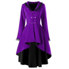 Gothic Asymmetrical Coat, Warmest Long Sleeve Outwear For Women - Wonder Skull