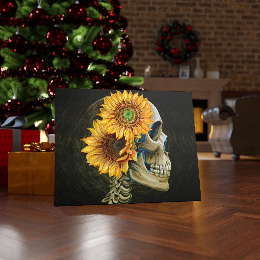Skeleton With Sunflower Canvas Gallery Wraps - Wonder Skull